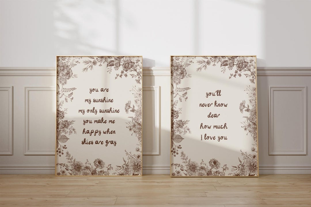 You Are My Sunshine Nursery Art Earth Tone Girls Room Decor Floral ...