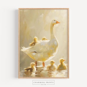 Vintage Goose Nursery Painting PRINTED art print Vintage ducks painting nursery geese vintage decor vintage painting farm animal art CT23-A1