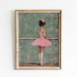 Vintage Ballerina Nursery Wall Ballet Dancer Vintage Girls Room Decor Soft Pink Nursery Ballet Studio Print Pastel Nursery Decor VBC15-A1