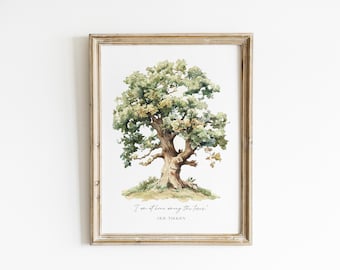 JRR Tolkien Quote art print I am at home among the trees PRINTED Tolkien quote Vintage tree print watercolor tree print sage green NC2-A1