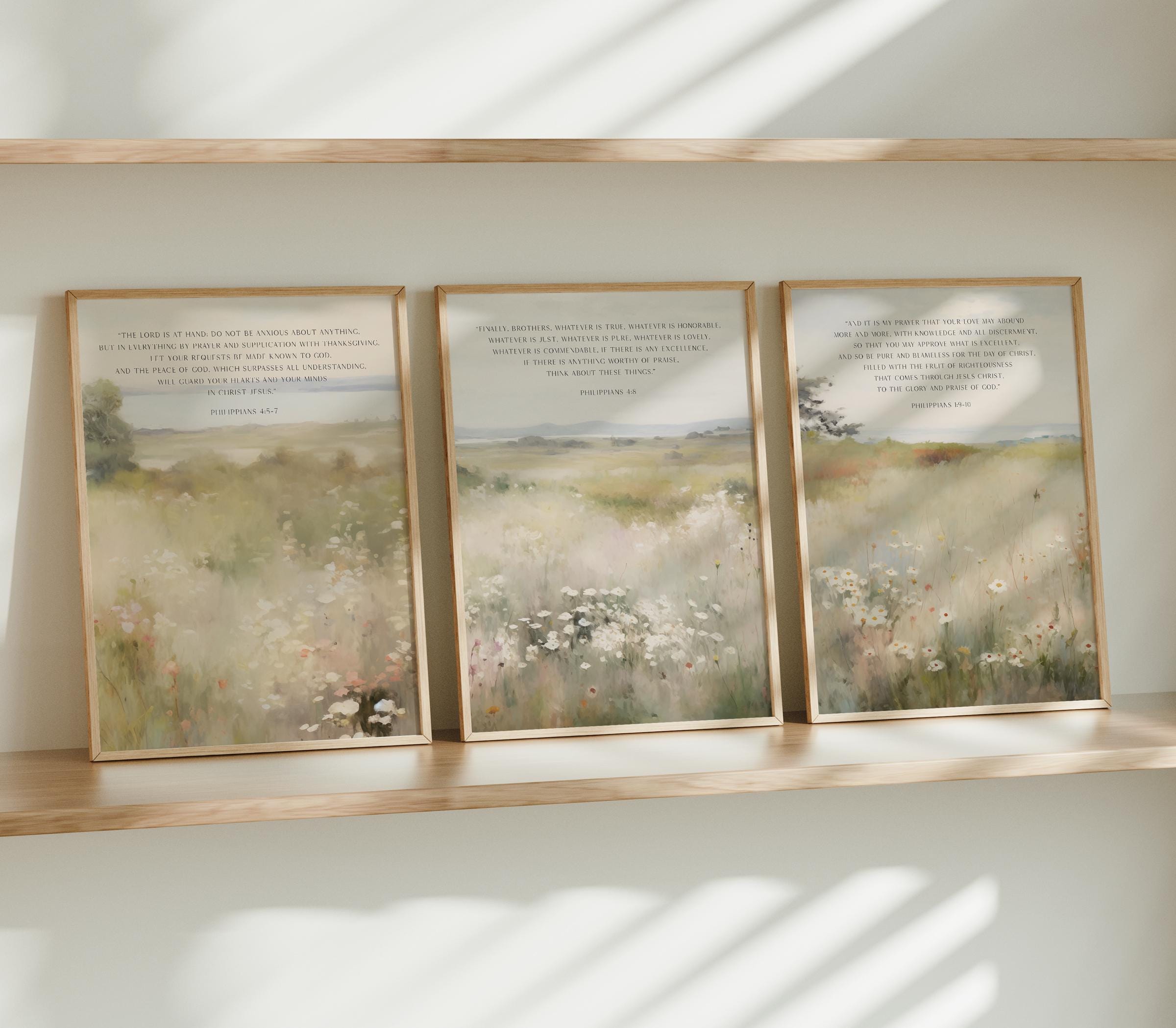 Scripture Christian Art Prints Set of 3 PRINTED Scripture Wall Art ...