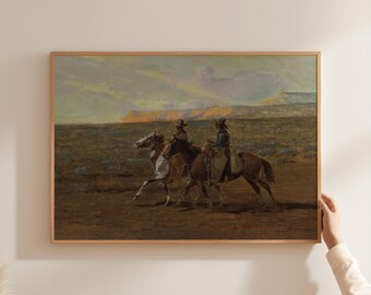 Cowboy Wall Art For Living Room Vintage Home Decor Western Decor Horse Painting Rustic Wall Art Housewarming Gift AV19-A1