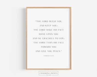 Numbers 6 Scripture Wall art PRINTED vintage art print The Lord's Blessing Scripture art Modern Christian Decor Modern Art minimal art N2-A1