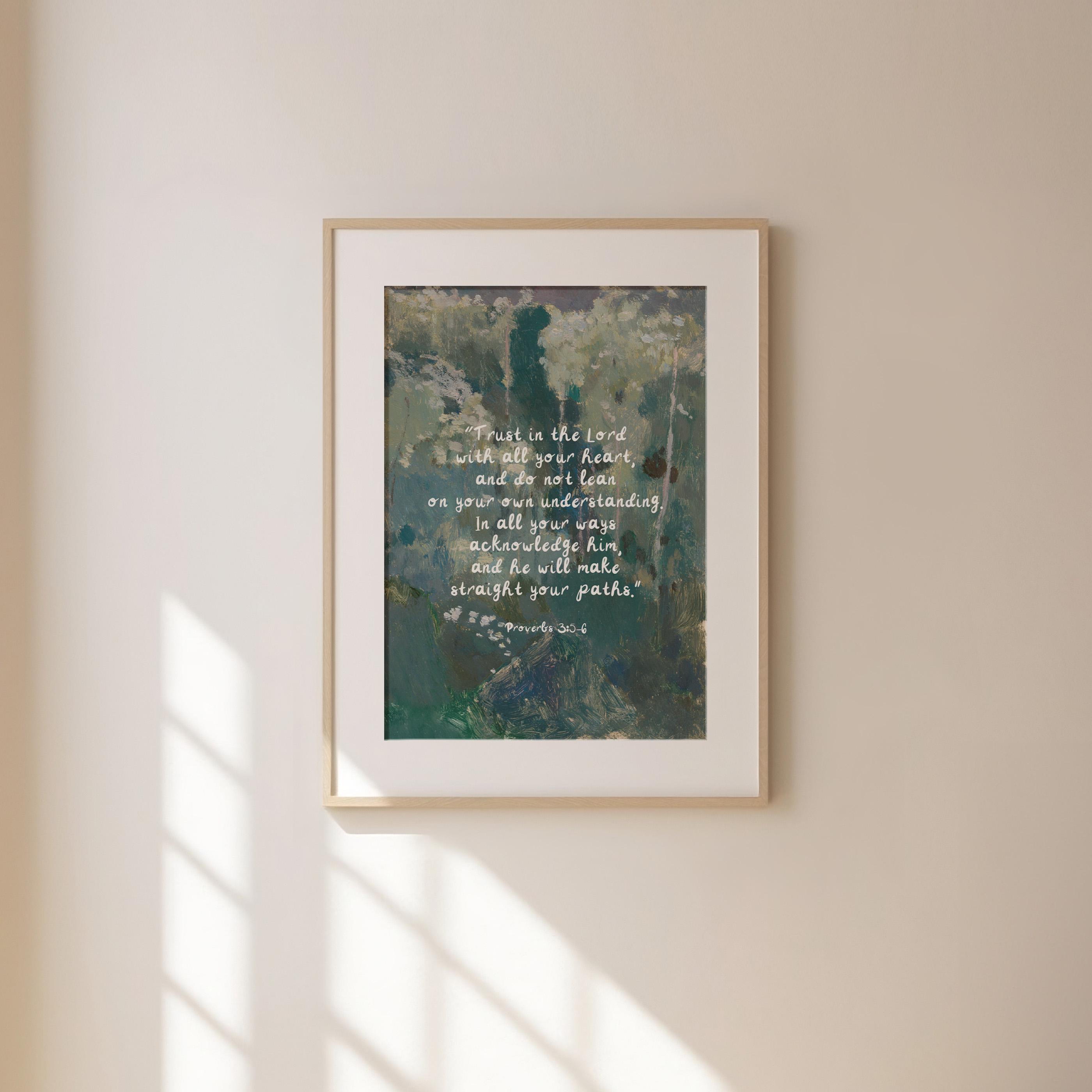 Trust in the Lord Scripture Wall Art Proverbs 3:5-6 Vintage Abstract ...