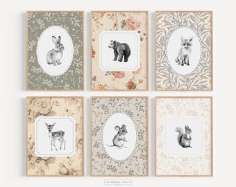 Woodland Nursery Art For Playroom Cottagecore Decor Whimsical Wall Art Girl Nursery Baby Shower Gift WWP1-A6