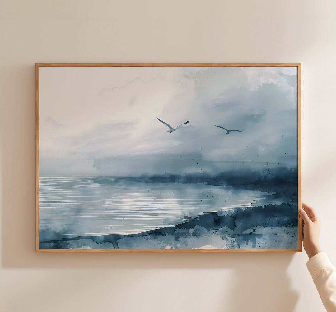 Ocean Nursery Wall Art Soft Blue Nursery Waves Oil Painting Nautical ...