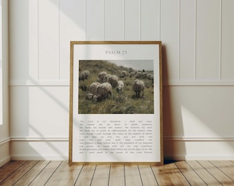 Bible Verse Art Print - Psalm 23 Wall Decor art PRINTED art Scripture art Modern Christian Decor Christian The Lord is my Shepherd GM3-A1