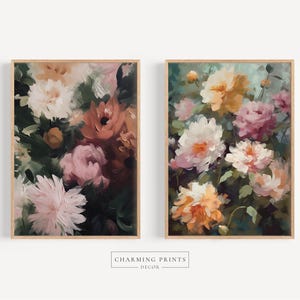 Vintage Floral decor - Floral Painting Set art print Modern Floral Art floral painting vintage art home decor wall moody art print GF2-A2