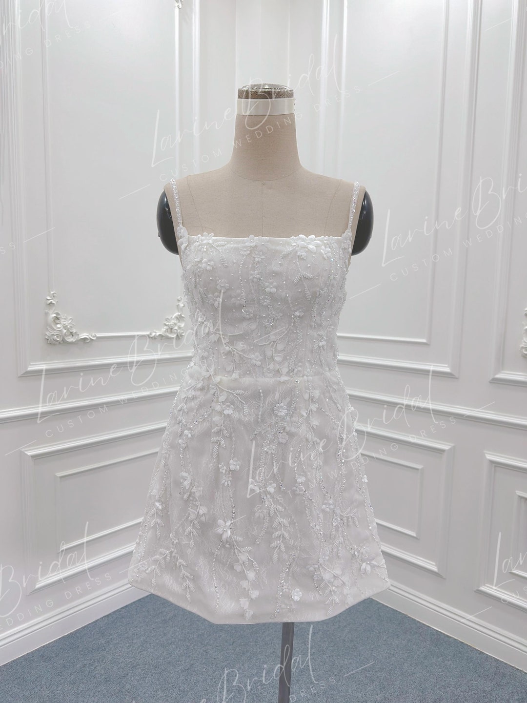 Elegant Short Wedding Dress and Mini Dress with a Flared Skirt for a Playful Touch