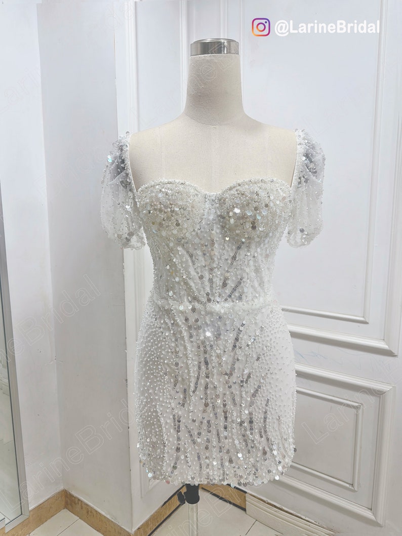 Sparkling Short Wedding Dresses, Mini Wedding Dresses, Custom Wedding Dresses For Brides. image 4