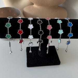 High Quality Stainless Steel Silver 5 Clover Flower Bracelet, Mother's Day Gift, Jewelry for Her