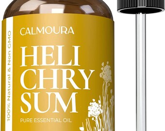 Calmoura Helichrysum Essential Oil Therapeutic Grade (4 oz | 118 ml) — Pure, Organic, Undiluted for Aromatherapy, Skin Care, Massage, Relax