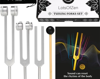 Tuning Forks Set (128Hz, 256Hz, 512Hz) — Body Weighted Tuning Forks - Chakra Set, Frequency and Sound Tool