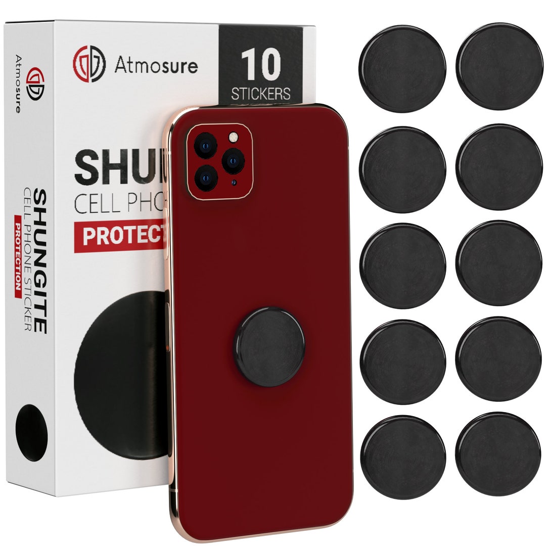 Shungite Device Protection Set, Black Phone Sticker For Smartphone Protection Shield, Laptop, Electronic Device, Complete Protection (Set Of 10