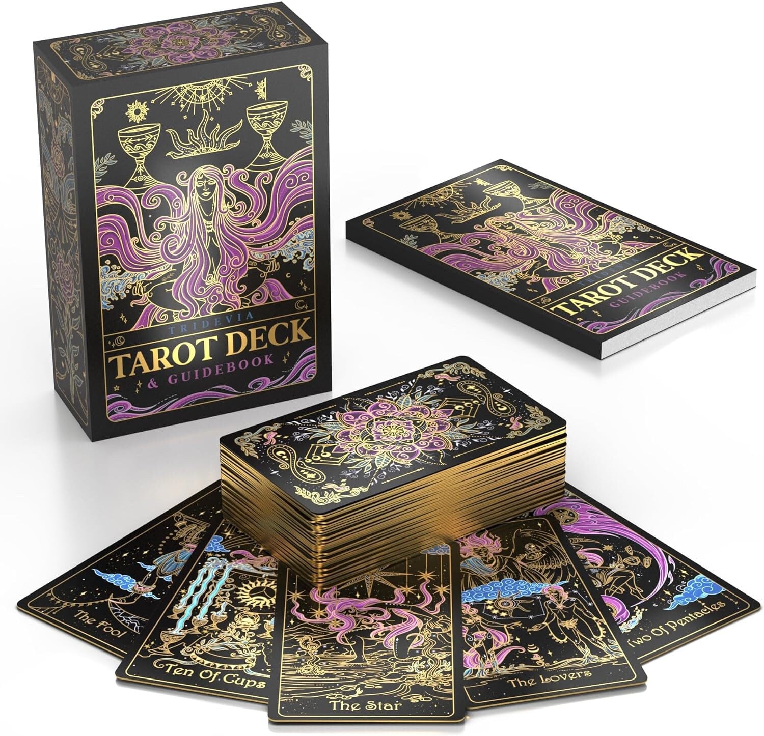 Tridevia Golden Foil 78-card Tarot Deck With Enlightening Affirmations in a  Luxury Collectors Box - Etsy