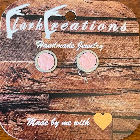 Light Pink Beaverlodge Leather Stud Earrings