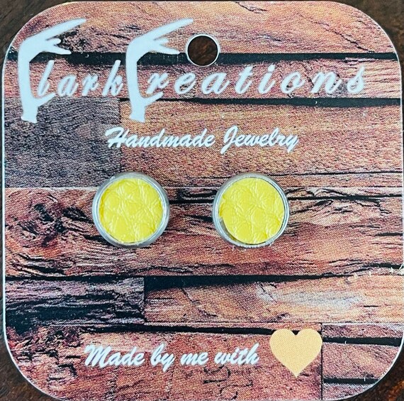 Bright Yellow Oliver Leather Earring Studs