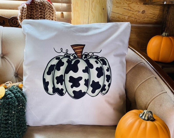 Pumpkin Cow Print Decorative Pillow