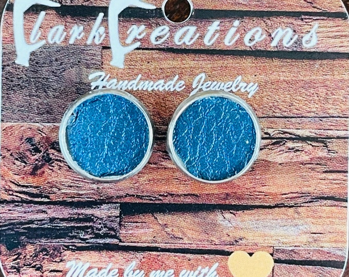 Blue Shine Penticton Leather Stud Earrings