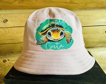 Bucket style children toddler hat for summer spring fall I'm Turtley Cute trending and ready to make you laugh