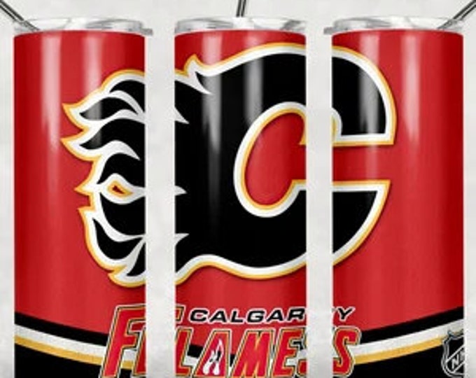 20 oz dual lid Calgary Flames Tumbler for Hot and Cold Drinks