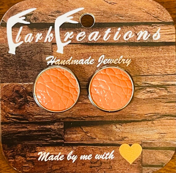 Coral Kelowna Leather Stud Earrings