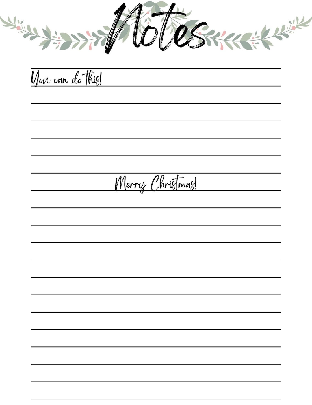 Lined Paper Printable Christmas Theme - Etsy