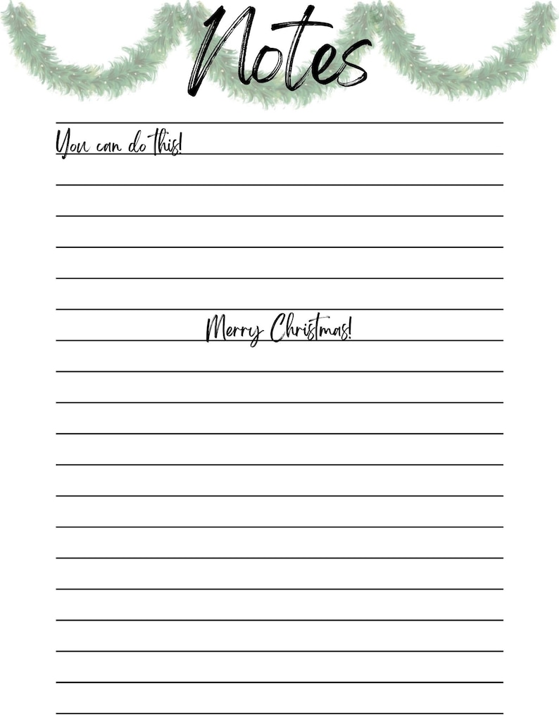 Lined Paper Printable Christmas Theme Etsy