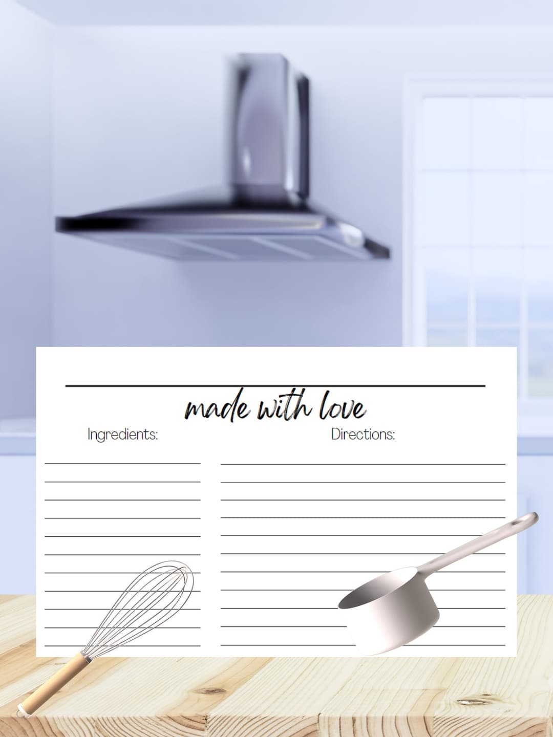 Recipe Card Printable made With Love - Etsy