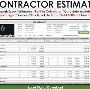 Construction Estimate Bid Template