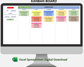Plantilla de hoja de cálculo de Excel para tablero Kanban/administrador de tareas