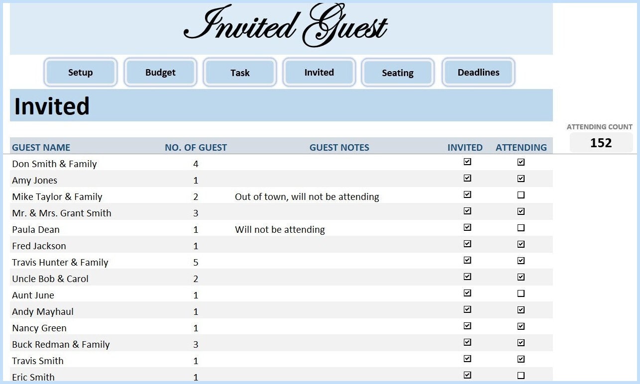 Wedding Planner Excel Spreadsheet | Wedding Budget | Wedding Checklist ...