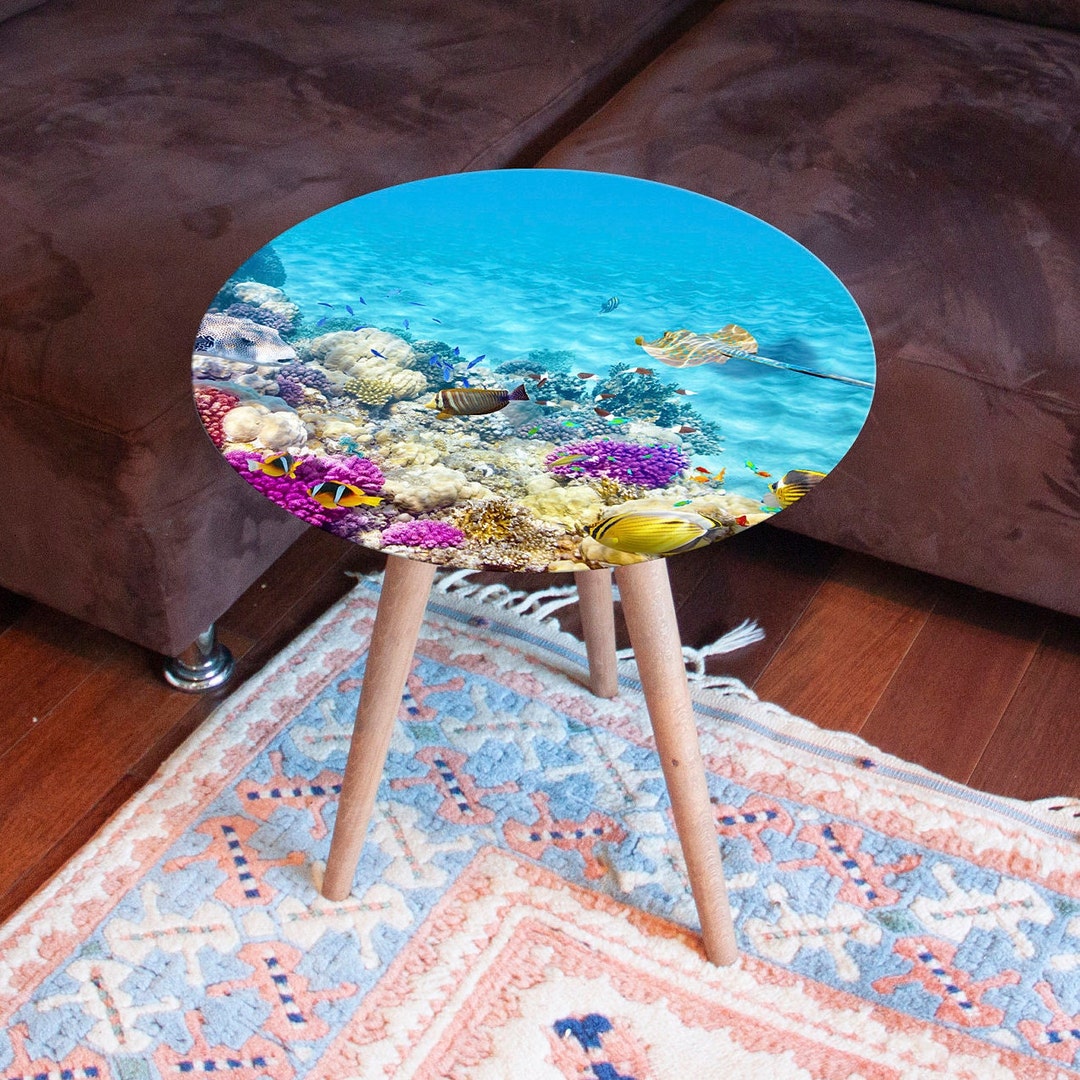 Unique Side Table Midcentury Coffee Table Modern Round Etsy