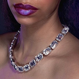Faux diamond tennis necklace 2025