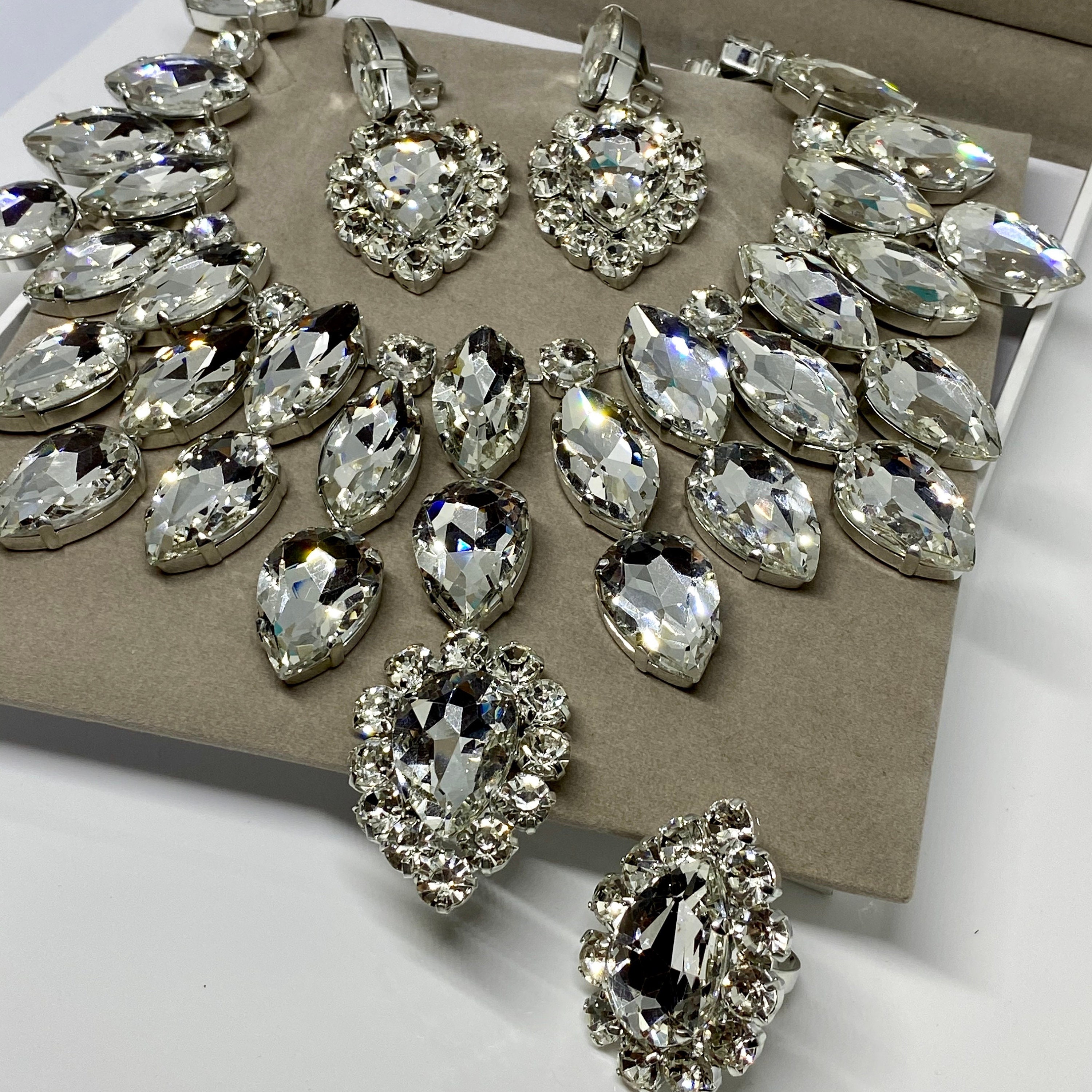 Diamante Silver with Zircon stones Ladies Jewellery Set Earrings Necklace  S887 | eBay
