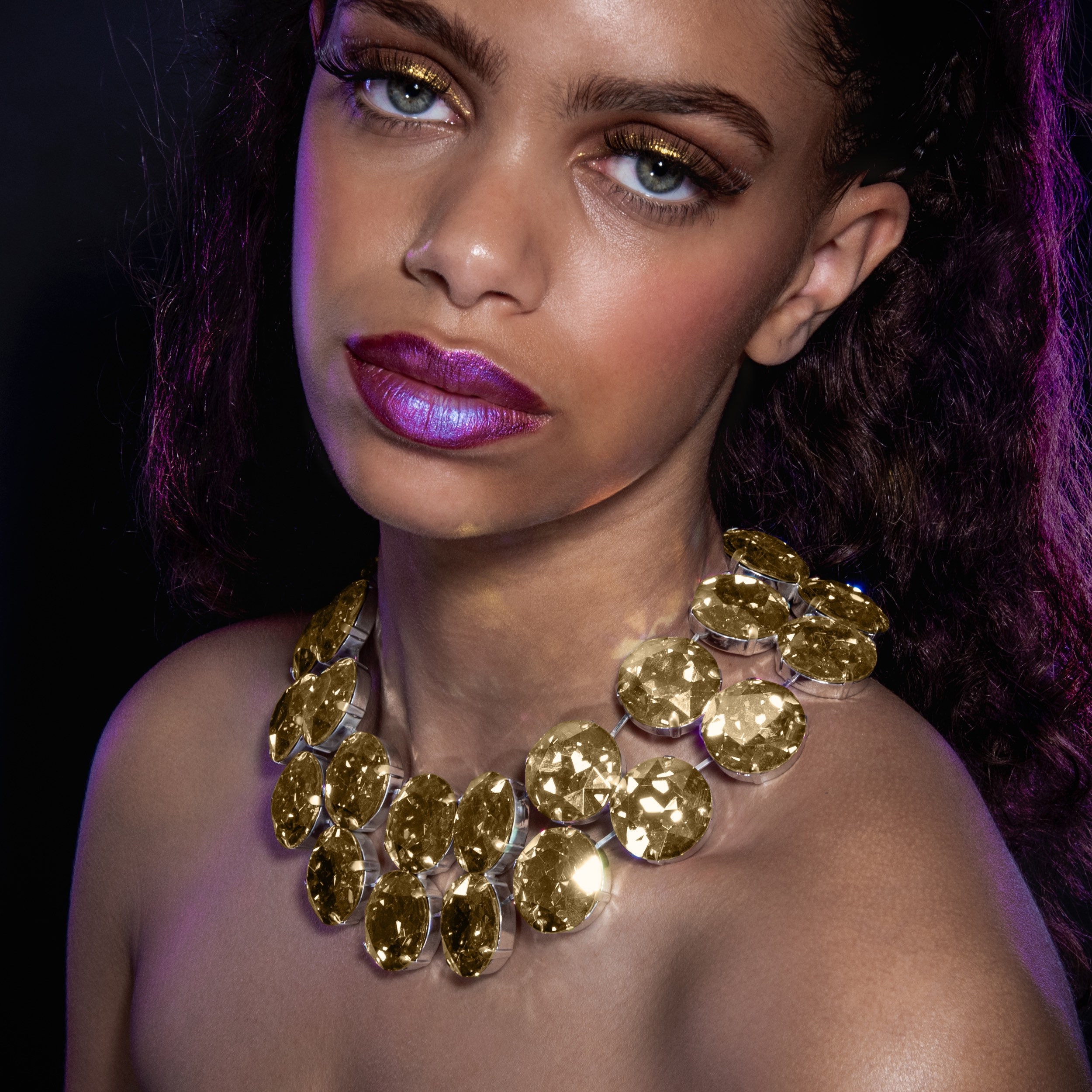 Gold Shadow Crystal Necklace Set Drag Queen Necklace Etsy UK