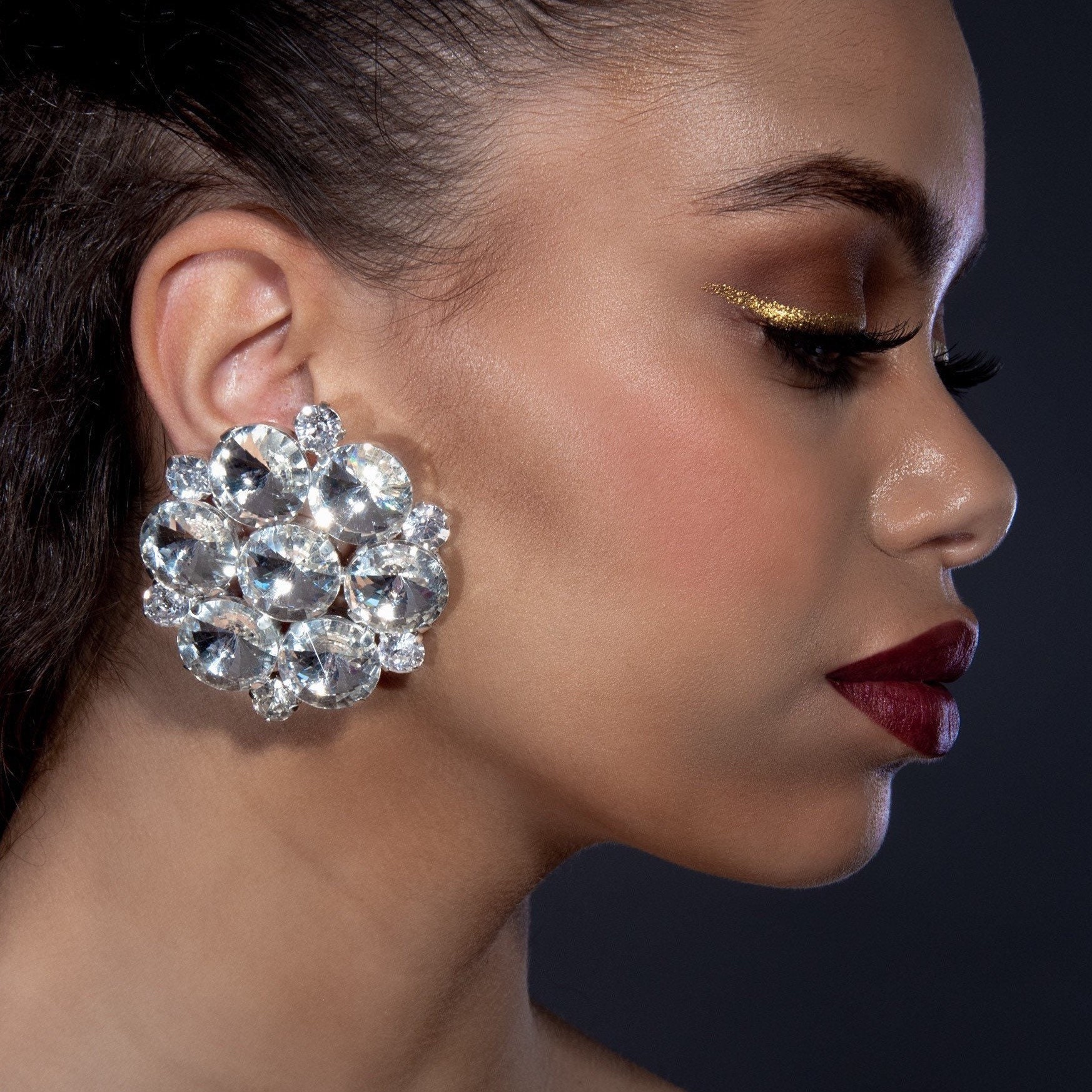 Big on sale button earrings