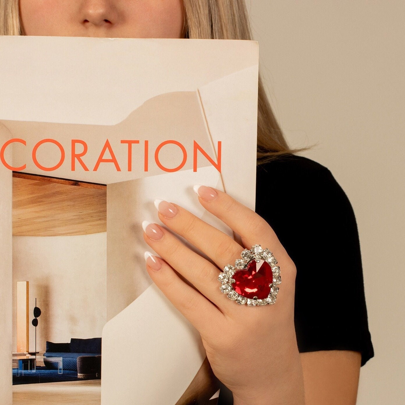 Swarovski red clearance heart ring