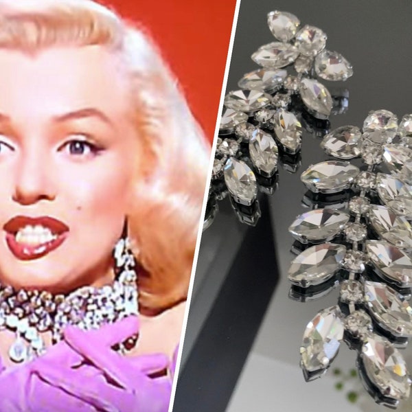 Marilyn Monroe Austrian Crystal Earrings | Pierced or Clip On Available | Crystal Costume Earrings | Statement Dangle Drop Earrings