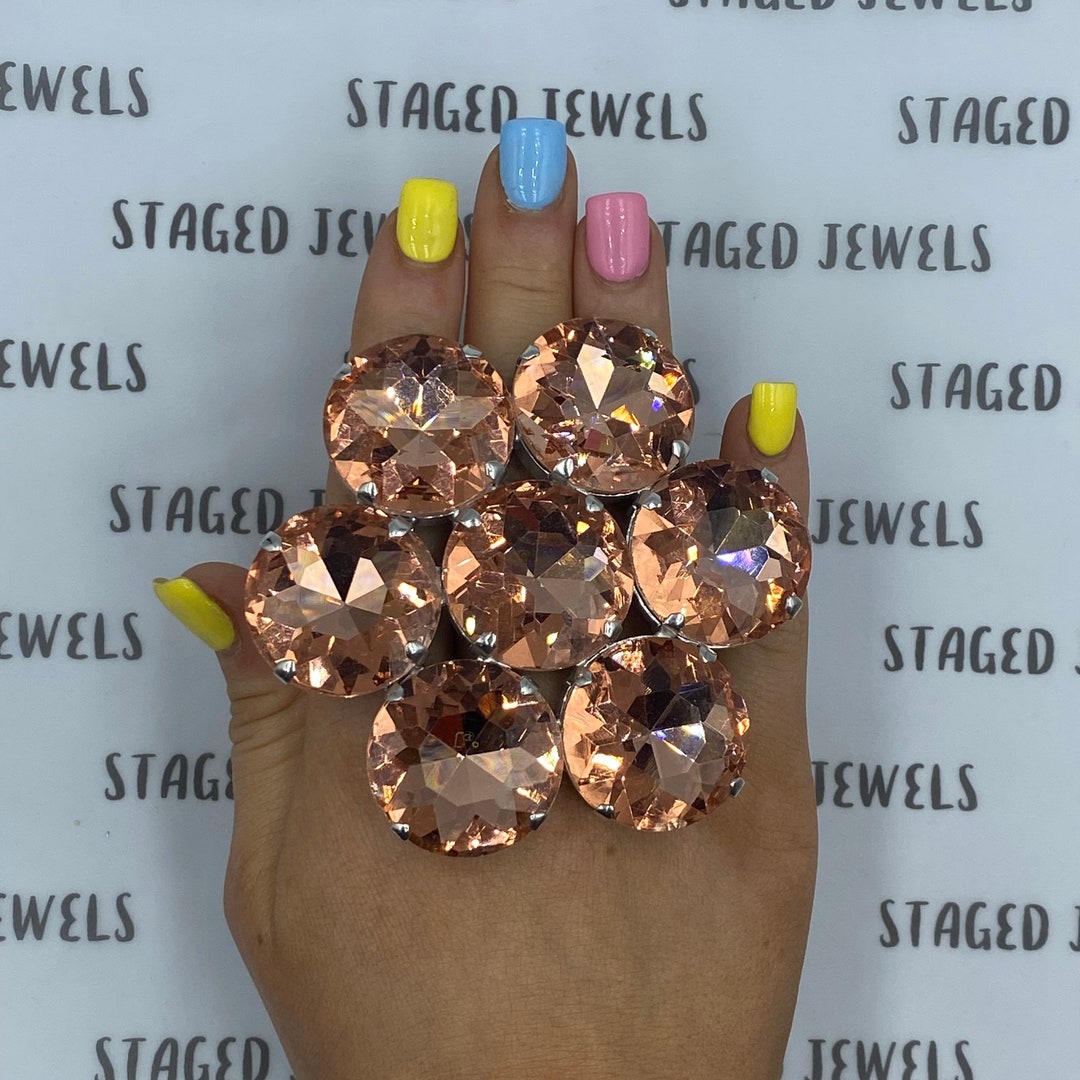 Oversized Blush Rose Dramatic Ring Oversized Adjustable Ring Rose Gold ...