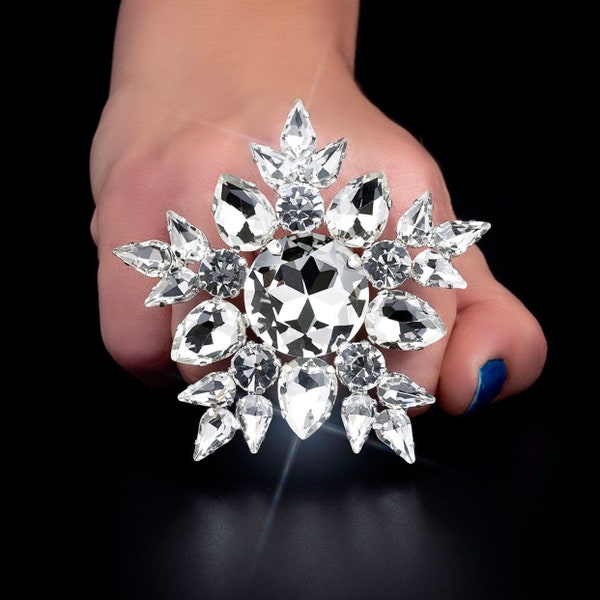 Dramatic Snowflake Drag Queen Ring | Adjustable Band Ring | Large Costume Jewellery | Dress Ring Jewellery | Oversized Crystal Ring