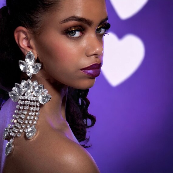 Buy Oversized Large Austrian Crystal Earrings Fancy Elements Clear