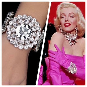 Marilyn Monroe Replikat Armband | Österreichischer Kristall | Verstellbare Länge | Diamanten sind ein Mädchen beste Freund Modeschmuck | Hohe Juwelen