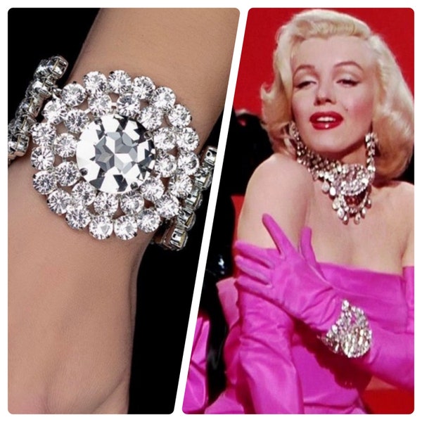 Marilyn Monroe Replikat Armband | Österreichischer Kristall | Verstellbare Länge | Diamanten sind ein Mädchen beste Freund Modeschmuck | Hohe Juwelen