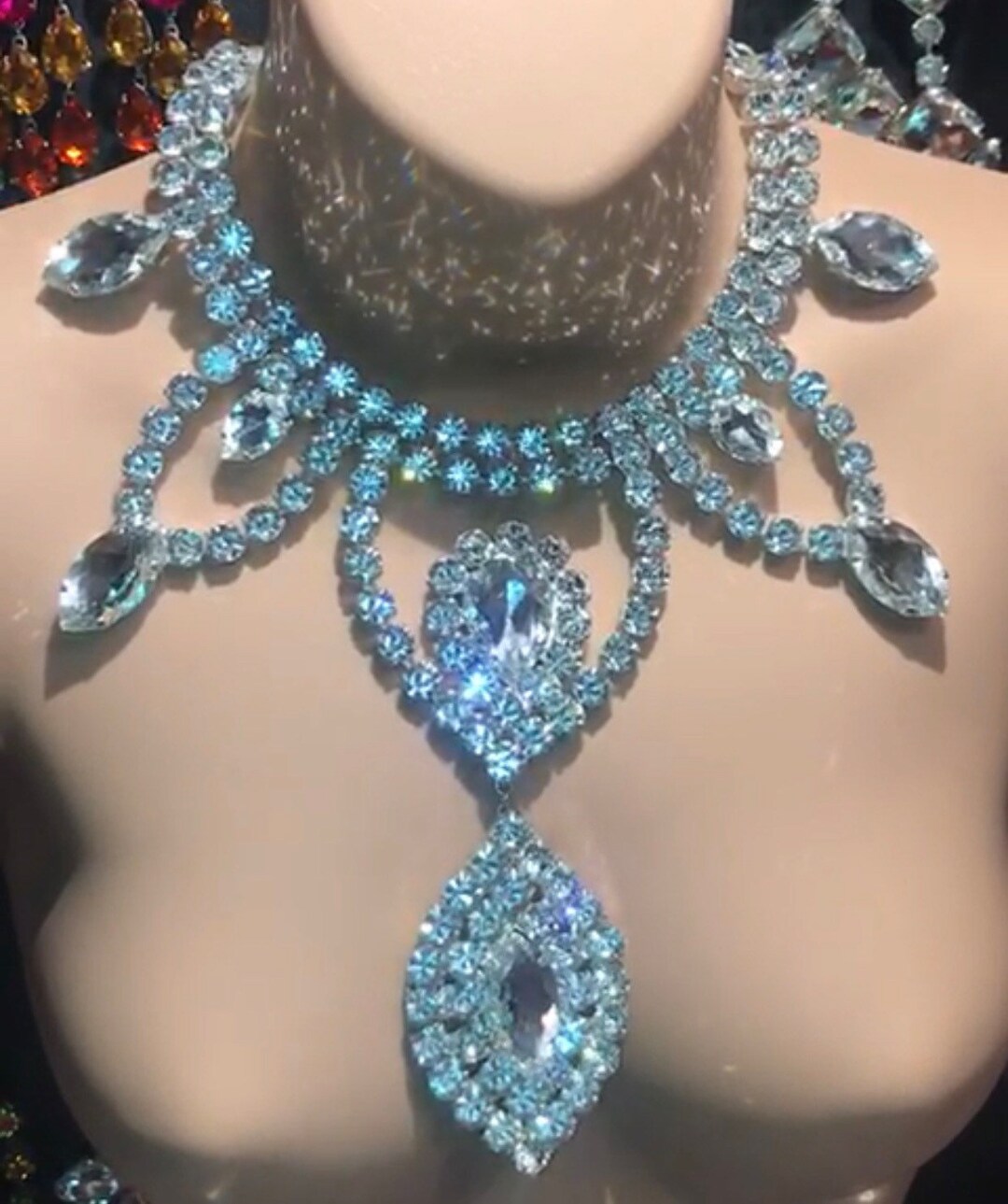 Dramatic Faux Diamond Necklace Faux Diamond Crystal Statement Crystal