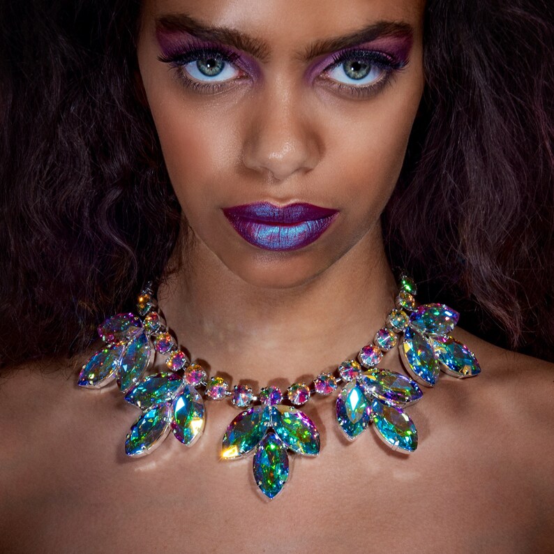 Aurora Borealis Crystal Necklace Couture Costume Jewellery Etsy