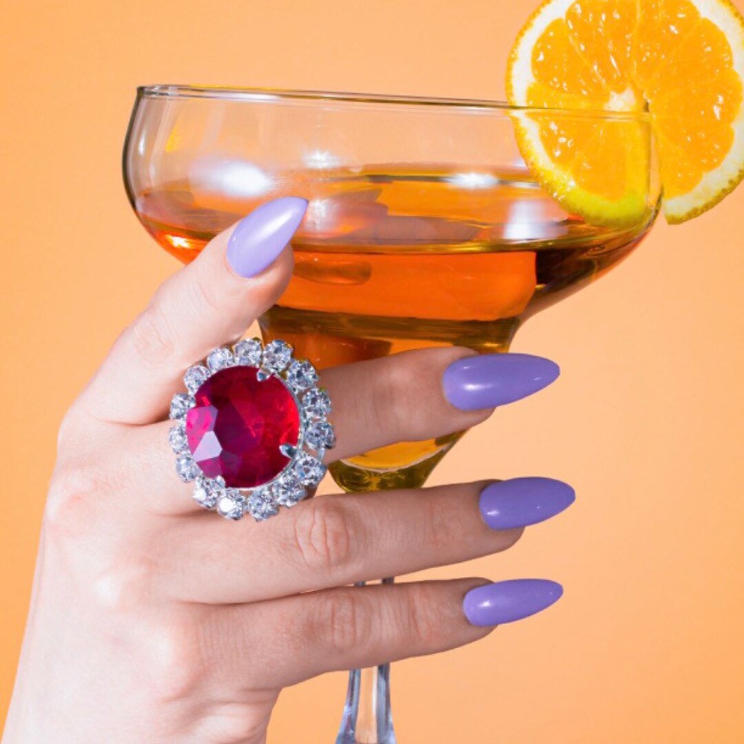 Oversized Red Statement Dress Ring Adjustable Band Ring Etsy