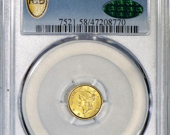 1853 Gold Liberty Head Dollar PCGS & CAC AU-58