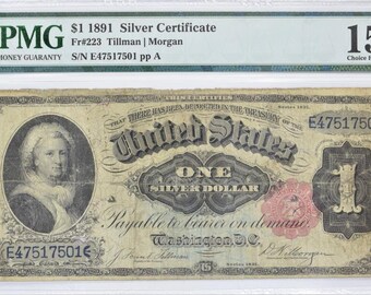 1891 One Dollar Silver Certificate; PMG 15; Fr.-223