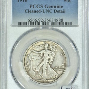 1916 Walking Liberty Half Dollar PCGS UNC Detail; Looks Nice!